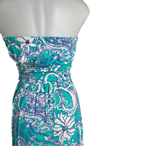 Lilly Pulitzer Holbrook Maxi Dress Sea Foam Blue Paisley Strapless Size S - Picture 6 of 15